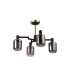 Worcester Swing Arm Semi Ceiling 4 Light E14 Brass/Satin Black/Smoke Striped Cylinder Glass-5