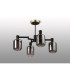 Worcester Swing Arm Semi Ceiling 4 Light E14 Brass/Satin Black/Smoke Striped Cylinder Glass-9