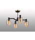 Worcester Swing Arm Semi Ceiling 4 Light E14 Brass/Satin Black/Amber Twisted Cylinder Glass-9