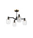 Worcester Swing Arm Semi Ceiling 4 Light E14 Brass/Satin Black/Clear Twisted Cylinder Glass-1