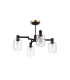 Worcester Swing Arm Semi Ceiling 4 Light E14 Brass/Satin Black/Clear Twisted Cylinder Glass-5