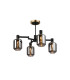 Worcester Swing Arm Semi Ceiling 4 Light E14 Brass/Satin Black/Smoke Twisted Cylinder Glass-1