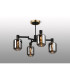 Worcester Swing Arm Semi Ceiling 4 Light E14 Brass/Satin Black/Smoke Twisted Cylinder Glass-3