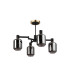 Worcester Swing Arm Semi Ceiling 4 Light E14 Brass/Satin Black/Smoke Twisted Cylinder Glass-5