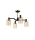 Worcester Swing Arm Semi Ceiling 4 Light E14 Brass/Satin Black/Amber Uniform Dimple Cylinder Glass-1