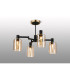 Worcester Swing Arm Semi Ceiling 4 Light E14 Brass/Satin Black/Amber Uniform Dimple Cylinder Glass-3