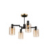 Worcester Swing Arm Semi Ceiling 4 Light E14 Brass/Satin Black/Amber Uniform Dimple Cylinder Glass-5