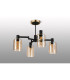 Worcester Swing Arm Semi Ceiling 4 Light E14 Brass/Satin Black/Amber Uniform Dimple Cylinder Glass-9