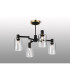 Worcester Swing Arm Semi Ceiling 4 Light E14 Brass/Satin Black/Clear Uniform Dimple Cylinder Glass-3