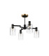 Worcester Swing Arm Semi Ceiling 4 Light E14 Brass/Satin Black/Clear Uniform Dimple Cylinder Glass-5
