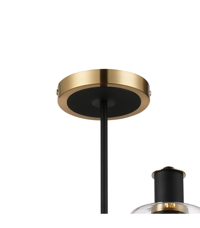 Worcester Swing Arm Semi Ceiling 4 Light E14 Brass/Satin Black/Clear Uniform Dimple Cylinder Glass-6