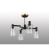 Worcester Swing Arm Semi Ceiling 4 Light E14 Brass/Satin Black/Clear Uniform Dimple Cylinder Glass-9