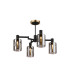 Worcester Swing Arm Semi Ceiling 4 Light E14 Brass/Satin Black/Smoke Uniform Dimple Cylinder Glass-1