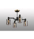 Worcester Swing Arm Semi Ceiling 4 Light E14 Brass/Satin Black/Smoke Uniform Dimple Cylinder Glass-3