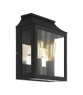 2 Light Outdoor Wall Lantern Black IP44, E27 - 1