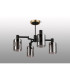 Worcester Swing Arm Semi Ceiling 4 Light E14 Brass/Satin Black/Smoke Uniform Dimple Cylinder Glass-9