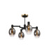 Worcester Swing Arm Semi Ceiling 4 Light E14 Brass/Satin Black/Smoke Fade Wine Glass Glass-1