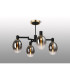 Worcester Swing Arm Semi Ceiling 4 Light E14 Brass/Satin Black/Smoke Fade Wine Glass Glass-3