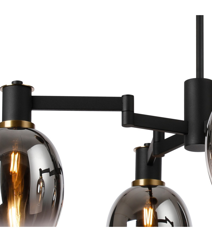 Worcester Swing Arm Semi Ceiling 4 Light E14 Brass/Satin Black/Smoke Fade Wine Glass Glass-8