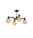 Worcester 55cm Swing Arm Semi Ceiling 4 Light E14 Brass/Satin Black/Amber Plated Round Segment Glass-1