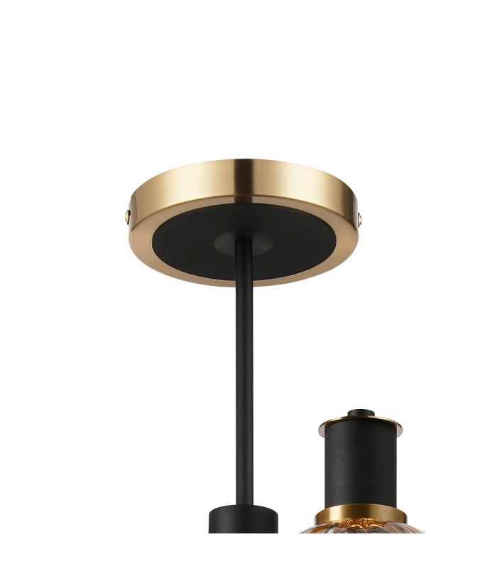 Worcester 55cm Swing Arm Semi Ceiling 4 Light E14 Brass/Satin Black/Amber Plated Round Segment Glass-5