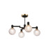 Worcester 55cm Swing Arm Semi Ceiling 4 Light E14 Brass/Satin Black/Clear Round Textured Diamond Pattern Glass-1