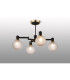 Worcester 55cm Swing Arm Semi Ceiling 4 Light E14 Brass/Satin Black/Clear Round Textured Diamond Pattern Glass-3