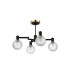 Worcester 55cm Swing Arm Semi Ceiling 4 Light E14 Brass/Satin Black/Clear Round Textured Diamond Pattern Glass-4