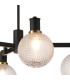 Worcester 55cm Swing Arm Semi Ceiling 4 Light E14 Brass/Satin Black/Clear Round Textured Diamond Pattern Glass-6
