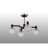 Worcester 55cm Swing Arm Semi Ceiling 4 Light E14 Brass/Satin Black/Clear Round Textured Diamond Pattern Glass-9