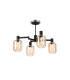 Worcester Swing Arm Semi Ceiling 4 Light E14 Satin Nickel/Satin Black/Amber Striped Cylinder Glass-1
