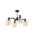 Worcester Swing Arm Semi Ceiling 4 Light E14 Satin Nickel/Satin Black/Amber Striped Cylinder Glass-4