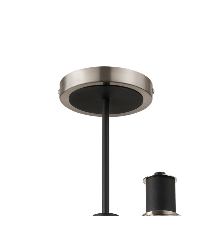 Worcester Swing Arm Semi Ceiling 4 Light E14 Satin Nickel/Satin Black/Amber Striped Cylinder Glass-5