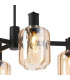 Worcester Swing Arm Semi Ceiling 4 Light E14 Satin Nickel/Satin Black/Amber Striped Cylinder Glass-6