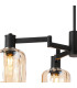 Worcester Swing Arm Semi Ceiling 4 Light E14 Satin Nickel/Satin Black/Amber Striped Cylinder Glass-7