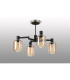 Worcester Swing Arm Semi Ceiling 4 Light E14 Satin Nickel/Satin Black/Amber Striped Cylinder Glass-9