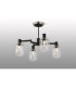 Worcester Swing Arm Semi Ceiling 4 Light E14 Satin Nickel/Satin Black/Clear Striped Cylinder Glass-3