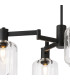 Worcester Swing Arm Semi Ceiling 4 Light E14 Satin Nickel/Satin Black/Clear Striped Cylinder Glass-6