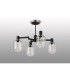 Worcester Swing Arm Semi Ceiling 4 Light E14 Satin Nickel/Satin Black/Clear Striped Cylinder Glass-9