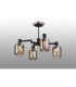 Worcester Swing Arm Semi Ceiling 4 Light E14 Satin Nickel/Satin Black/Smoke Striped Cylinder Glass-3