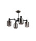 Worcester Swing Arm Semi Ceiling 4 Light E14 Satin Nickel/Satin Black/Smoke Striped Cylinder Glass-4