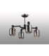 Worcester Swing Arm Semi Ceiling 4 Light E14 Satin Nickel/Satin Black/Smoke Striped Cylinder Glass-9