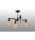 Worcester Swing Arm Semi Ceiling 4 Light E14 Satin Nickel/Satin Black/Amber Twisted Cylinder Glass-9