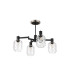 Worcester Swing Arm Semi Ceiling 4 Light E14 Satin Nickel/Satin Black/Clear Twisted Cylinder Glass-4