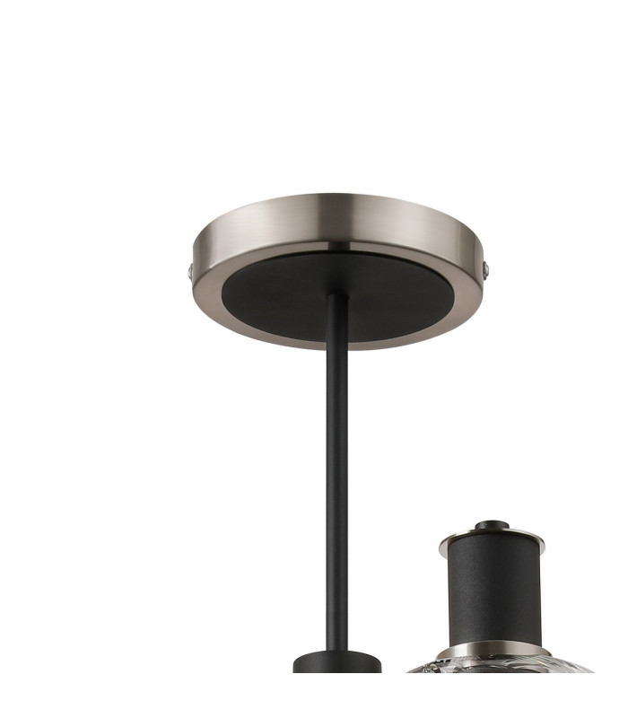 Worcester Swing Arm Semi Ceiling 4 Light E14 Satin Nickel/Satin Black/Clear Twisted Cylinder Glass-5
