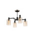 Worcester Swing Arm Semi Ceiling 4 Light E14 Satin Nickel/Satin Black/Amber Uniform Dimple Cylinder Glass-4