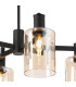 Worcester Swing Arm Semi Ceiling 4 Light E14 Satin Nickel/Satin Black/Amber Uniform Dimple Cylinder Glass-6