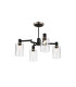 Worcester Swing Arm Semi Ceiling 4 Light E14 Satin Nickel/Satin Black/Clear Uniform Dimple Cylinder Glass-1