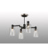 Worcester Swing Arm Semi Ceiling 4 Light E14 Satin Nickel/Satin Black/Clear Uniform Dimple Cylinder Glass-3