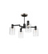 Worcester Swing Arm Semi Ceiling 4 Light E14 Satin Nickel/Satin Black/Clear Uniform Dimple Cylinder Glass-4